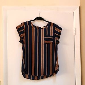 Lily White striped cap sleeve blouse